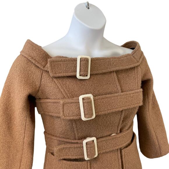 Quaint by Durlana Quantas Wool Bouclé Portrait Neckline Coat Size 38 - Picture 2 of 7